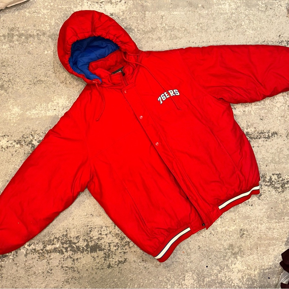 Red Hooded Puffer Jacket - Men's - Picture 2 of 13